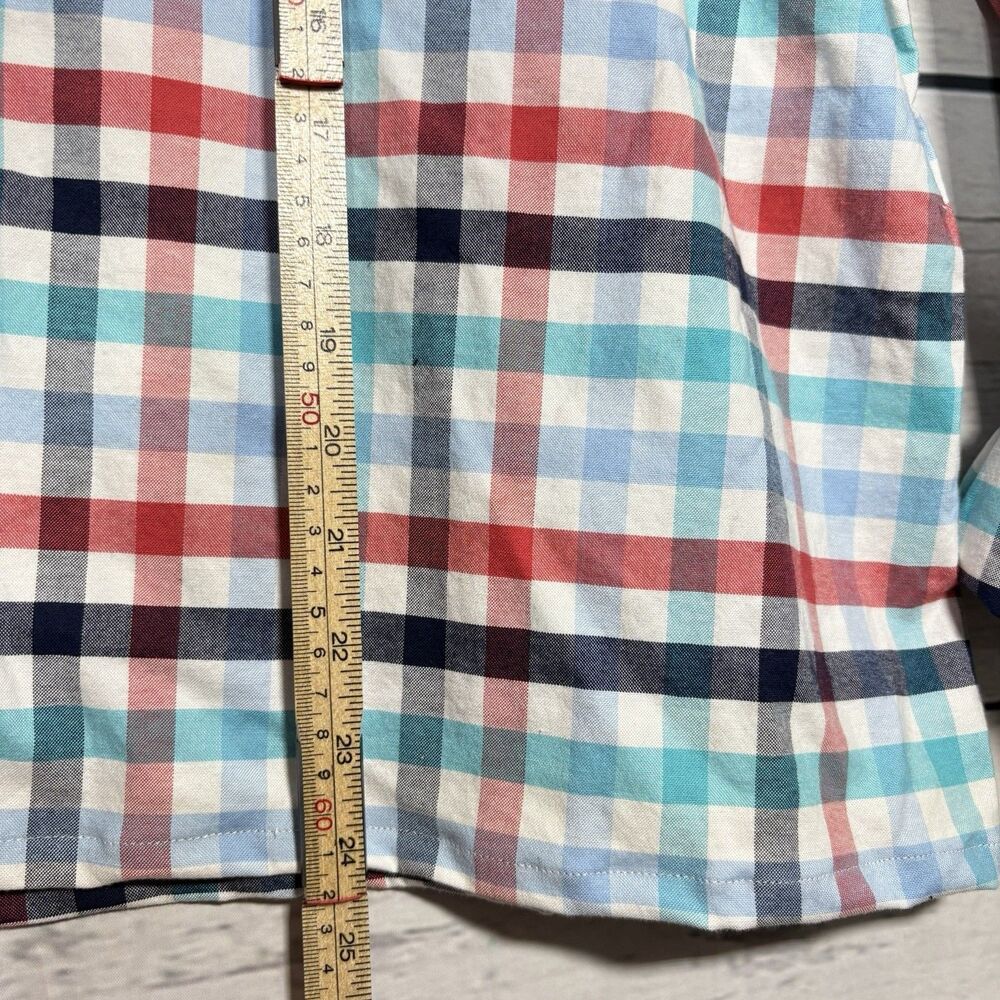 Upcycled Red White Blue Ruffle Collar XL Button Down Top Viral Patriotic Preppy - Picture 5 of 6